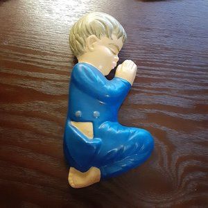 Handmade Plaster Wall Hanging Little Boy Praying